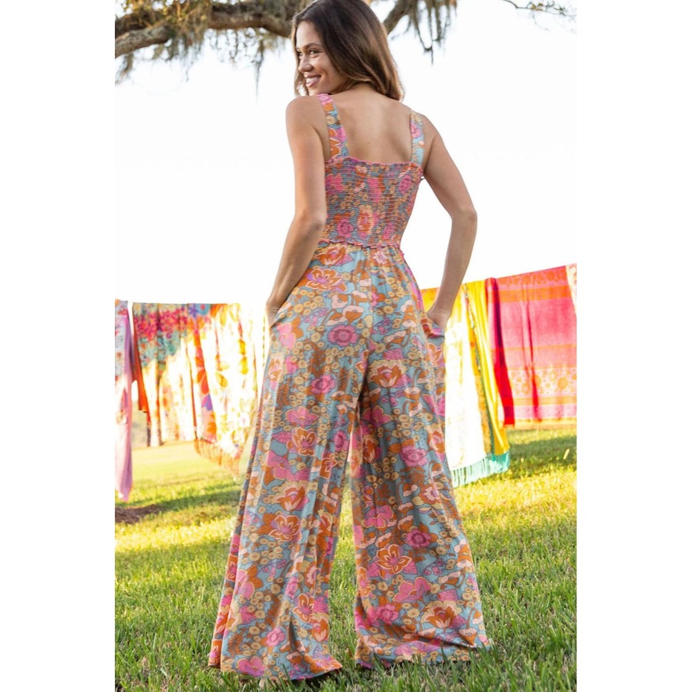 Natural Life Sedona Jumpsuit Medium Wide Leg Floral Boho Festival Resort Beach - Picture 3 of 12